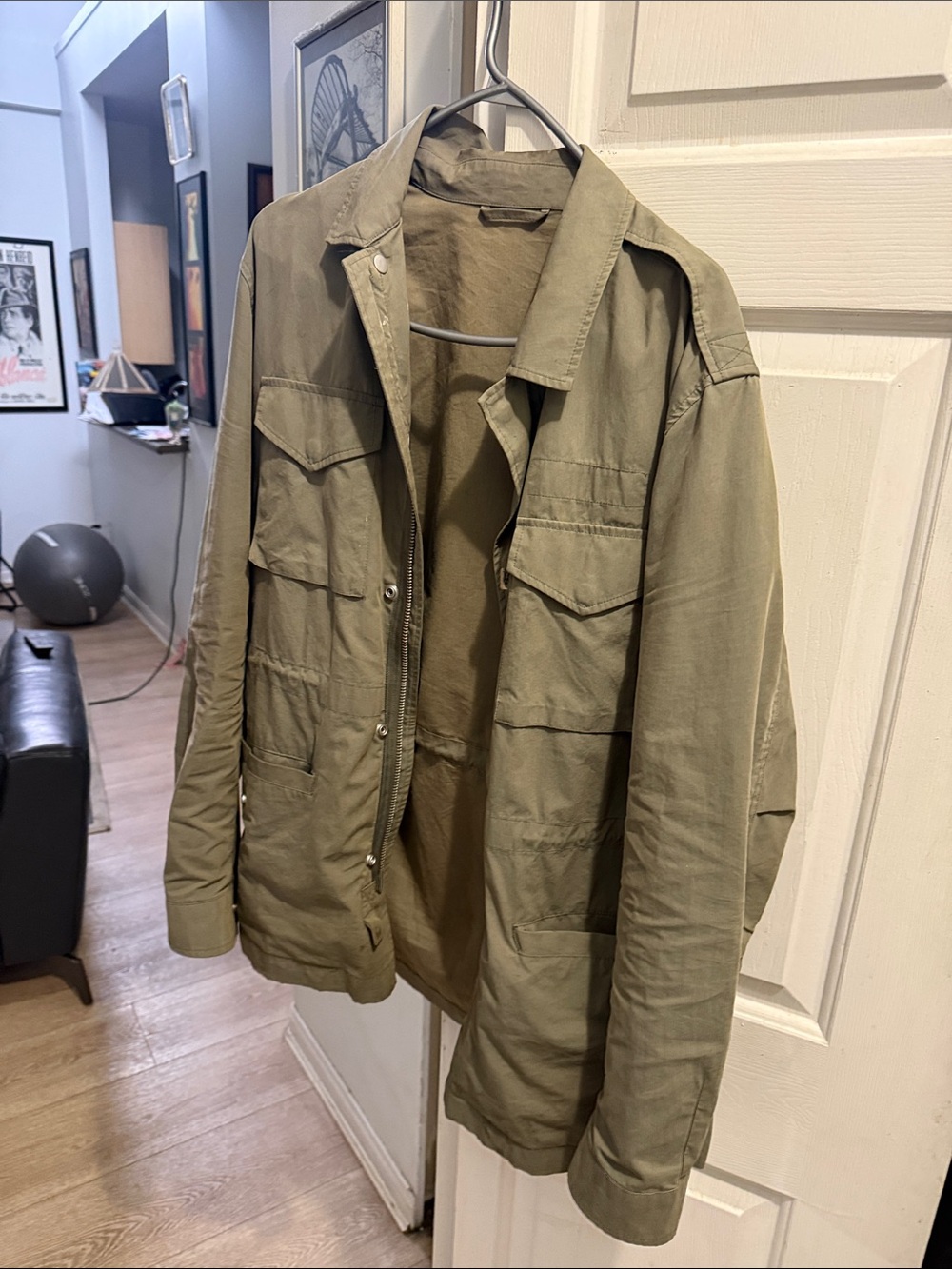 AllSaints Olive Military Field Jacket with Utility Pockets
